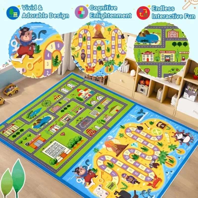 Kids Rug Colorful Animal NonSlip Carpet for Classroom Bedroom Playroom Indoor Road Car Educational Area Rug Home Decoration C2509261