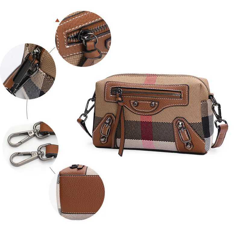 Aidrani Classic and quirky motorcycle bag genuine leather womens checkered shoulder bag retro square mini crossbody bag Z250926