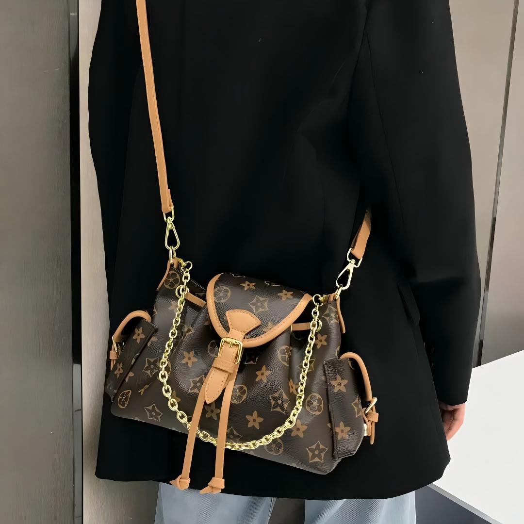 free shipping designer bag genuine leather vintage printed Boston bag trendy light luxury single shoulder cross body bag for woman