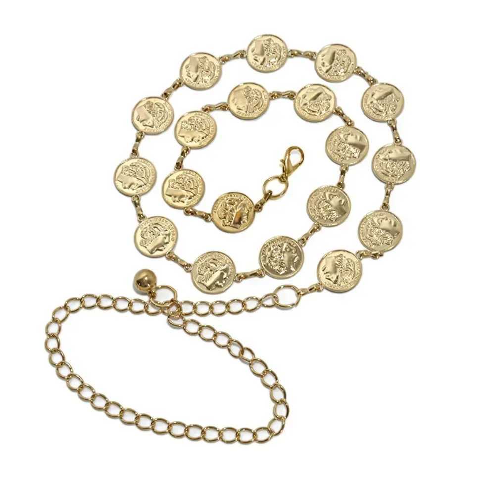 High Quality 80s Gold Coin Alexander The Great Chain Belt Women Waist Belly Chain Fashion Accessory L250926