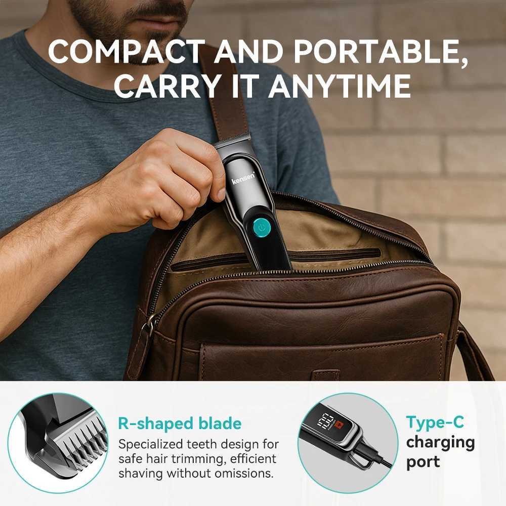 KENSEN S2 Hair Clippers for Men Cordless Beard Trimmer Hair Trimmers Set 6800RPM Shaver Hair Cutting Machine Clippers for Barber R250926