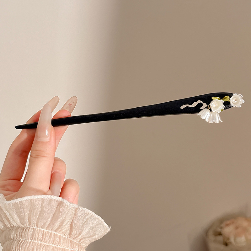 Elegant Chinese Style Hair Accessory Romantic Enameled Flower Tassel Hair Clip Alloy Jewelry Hairpin For Women Fashion Hairpin