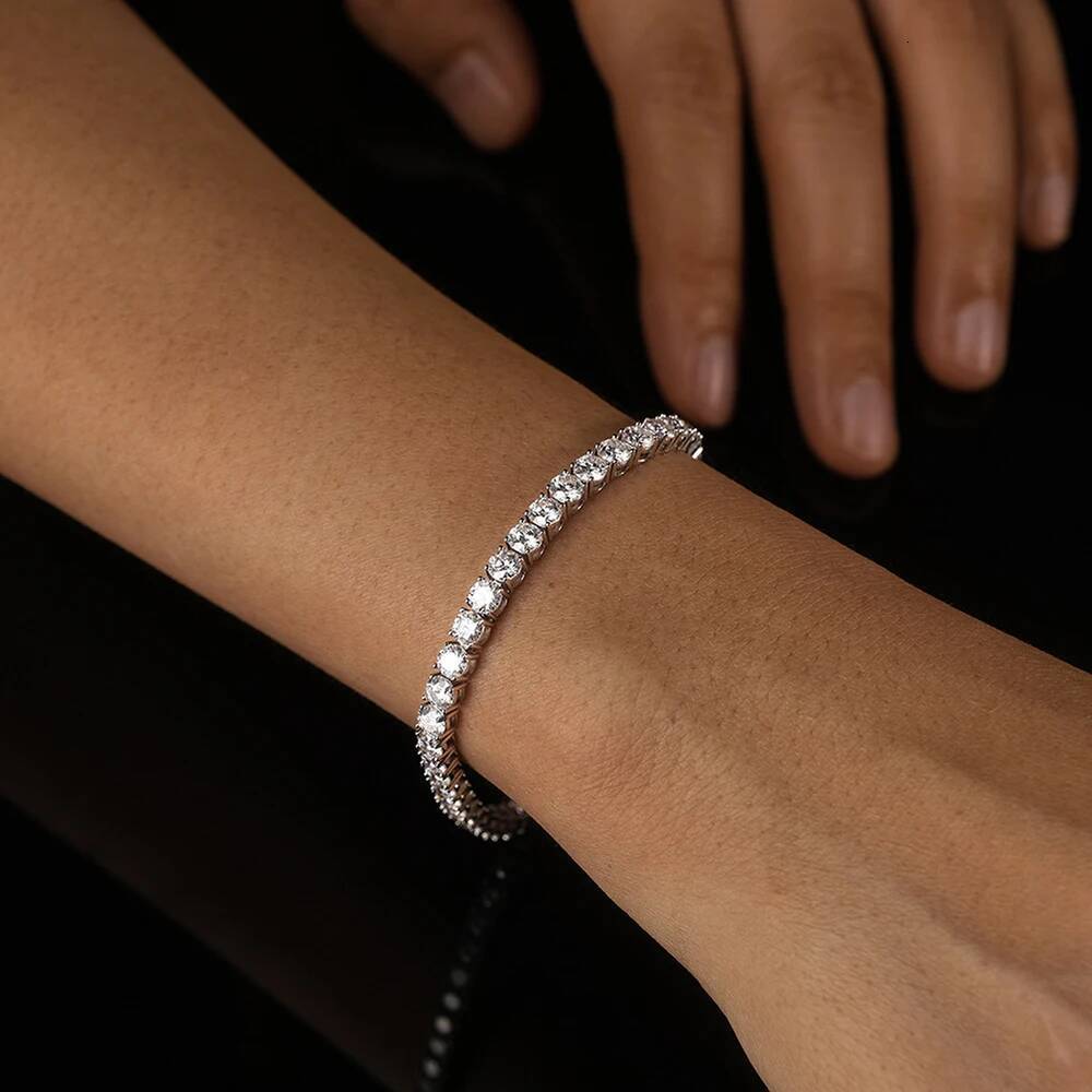 28mm D VVS1 Moissanite Tennis Bracelet For Women Men Sparkling Diamond GRA 925 Sterling Silver Plated 18k White Gold Bracelets