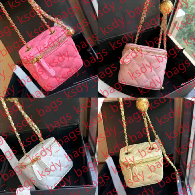 Designer Vanity Bag with Mirror Cosmetic Bags Chain Strap Crossbody Bag High Quality Leather Bag Womens Make Up Case Small Handbag Mini Small Makeup Bag Vanity Case