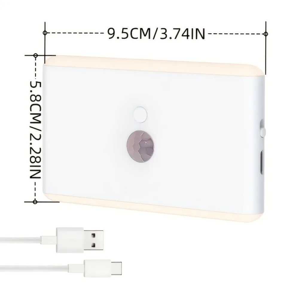 1pc USB Rechargeable LED Motion Sensor Light Thin WallMounted RGB Night Lighting for Corridors Storage Closets Kitchens C250925