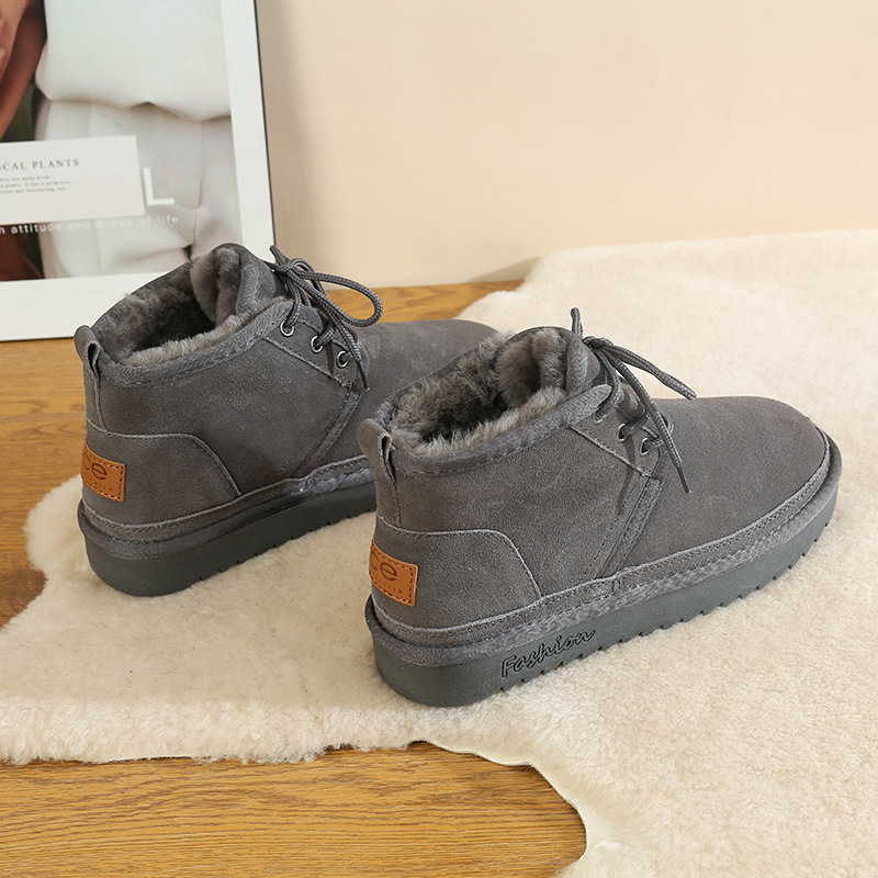 CE designer shoes Free shipping oxhide affordable luxury Winter anti slip snow boots with thick plush cotton shoes Shoulder-friendly