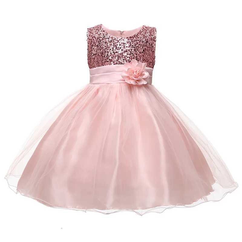 Children Girls Sleeveless Sequins Tulle Princess Dress For Flower Kids Birthday Wedding Party Pageant Communion Elegant Gown Z250926