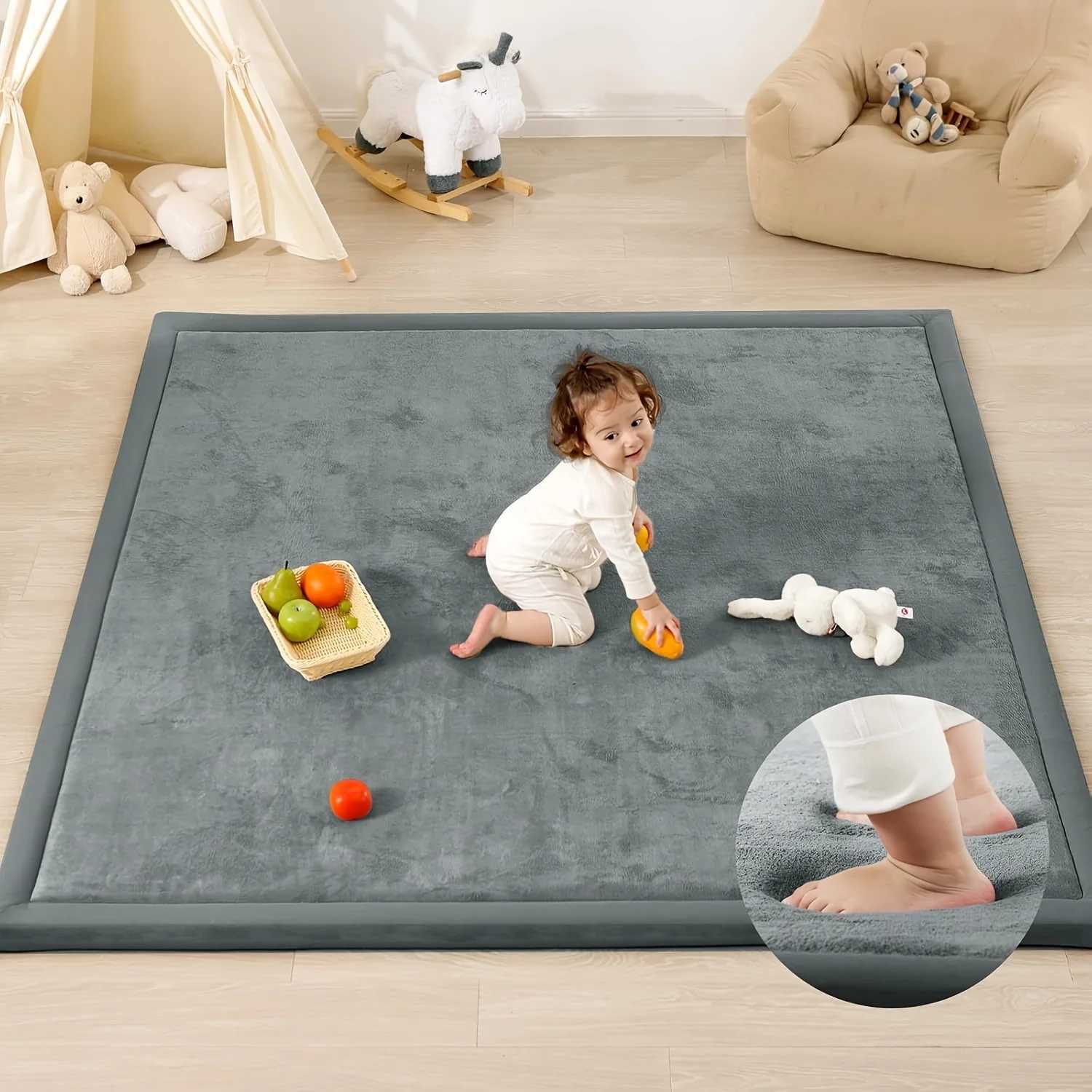 Carpet For Floor 3cm Thick Memory Foam Playpen Mat With Nonslip Bottom For Living Room Soft Velvet Minimalist Carpet Kids Rugs C250926