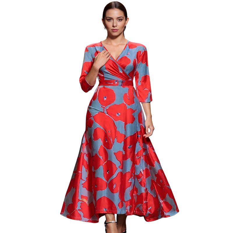 Women's Spring & Autumn New Elegant Fashion Daily Commute Midi Dress 3/4 Sleeve A - Line Dress-YL25378