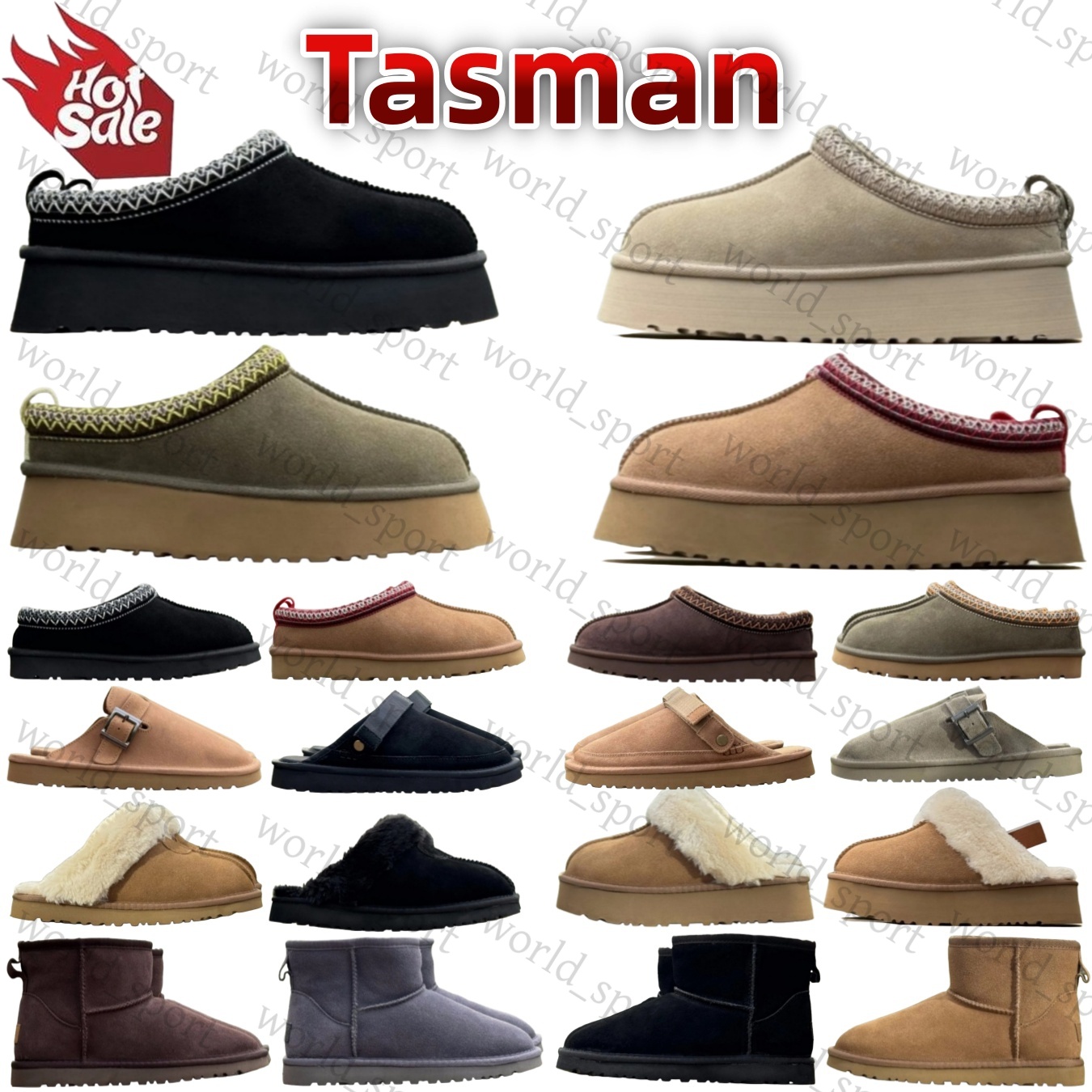 Designer Tasman Slippers Tazz Chestnut Fur Slides Sheepskin Shearling Mules Women Men Ultra Mini Platform Boot Slip-on Shoes Suede Upper Comfort Fall Winter 35-45