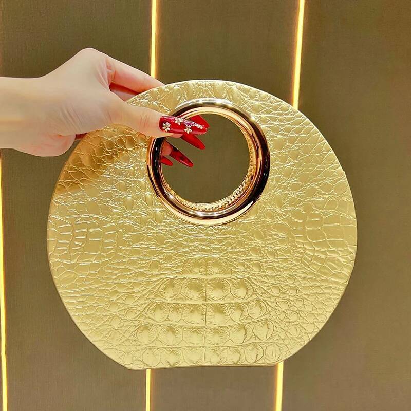 Women's Elegant Crocodile Pattern Round Black Handbag Chain Shoulder Crossbody Patent Leather Top Handle Bag high-quality