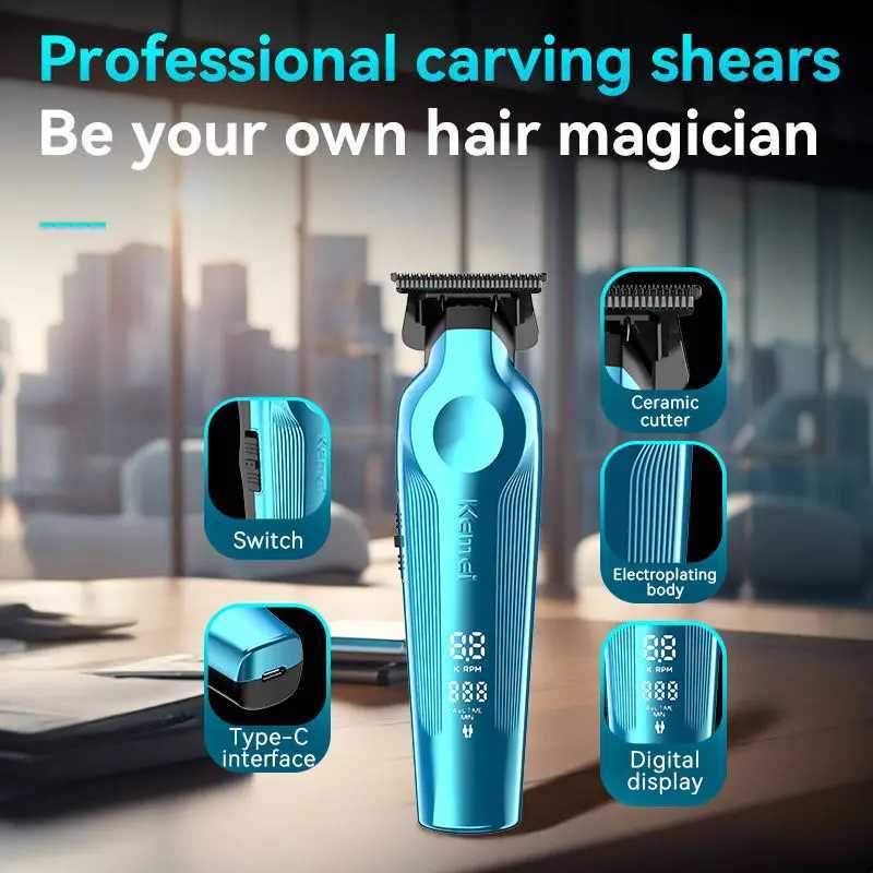 Kemei professional mens hairbeard trimmer with zero gap hair clipper and blade cordless charging R250926