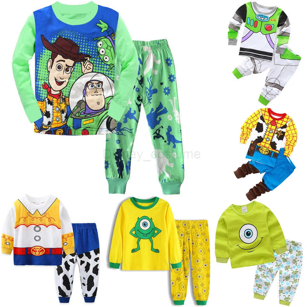 Disney New Kids Pajama Set Cotton Soft Buzz Lightyear Print Loungewear Long Sleeve Pjs Sleepwear for Toddler Boys Girls Nighty H250926