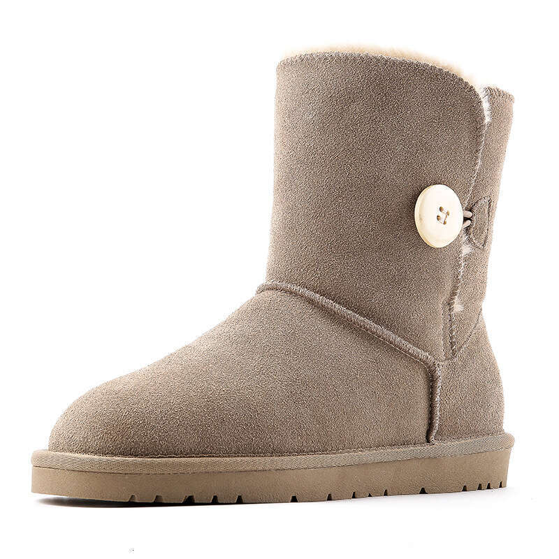 Women's Mid-Calf Snow Boots Fashionable Cotton Shoes Warm Thickened Student Versatile Korean Style Cowhide Fleece Anti-Slip 2023 Winter