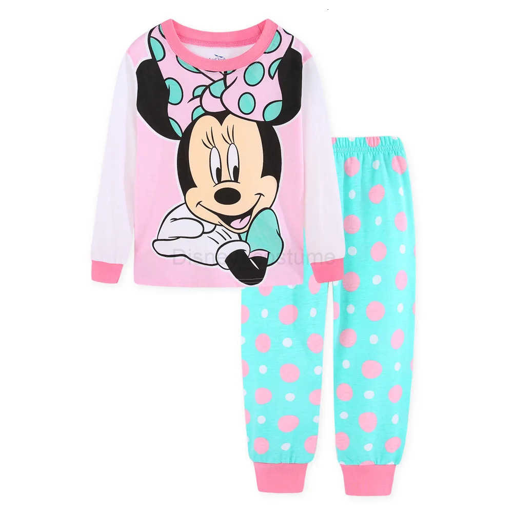 Disney 2024 Kids Pajamas Set Children Sleepwear Cartoon Mickey Minnie Mouse Pyjamas Pijamas Baby Boys Girl Cotton Nightwear Clothes Set H250926