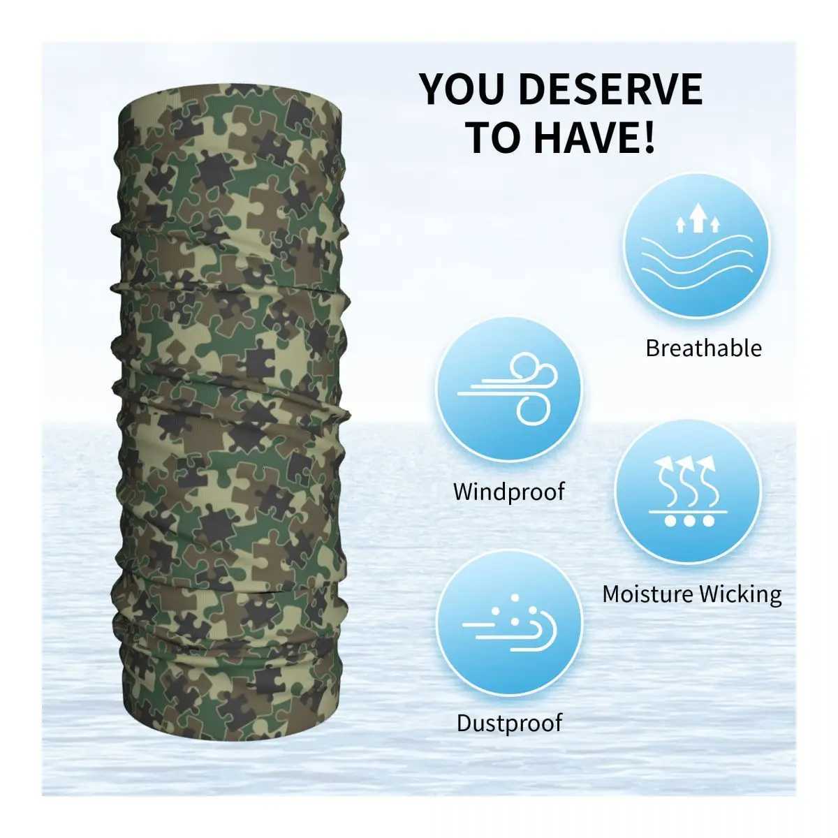 Jigsaw Puzzle Pieces Camo Woodland Green Bandana Neck Warmer Men Women Winter Ski Hiking Scarf Gaiter Camoflage Face Cover Z250926
