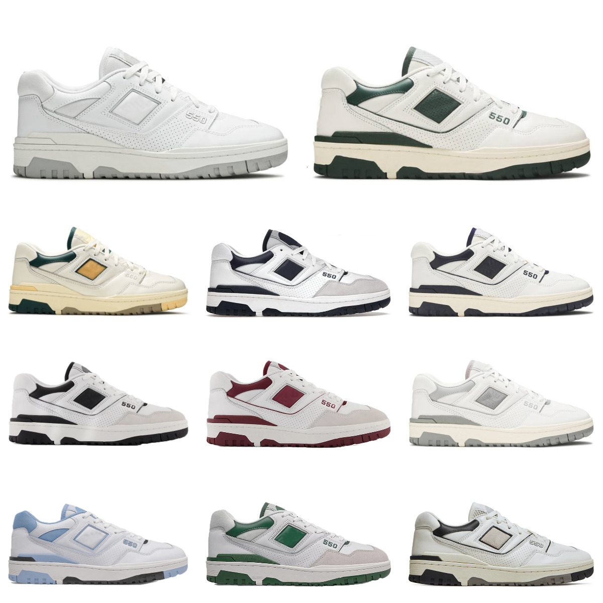 Trainers New 550 Sports Shoes Mens Women Black White Green Grey Evergreen Navy RED Cream Blue Silver UNC Navy Shadow Syracuse Rich Paul Designers Outdoor Sneakers G69