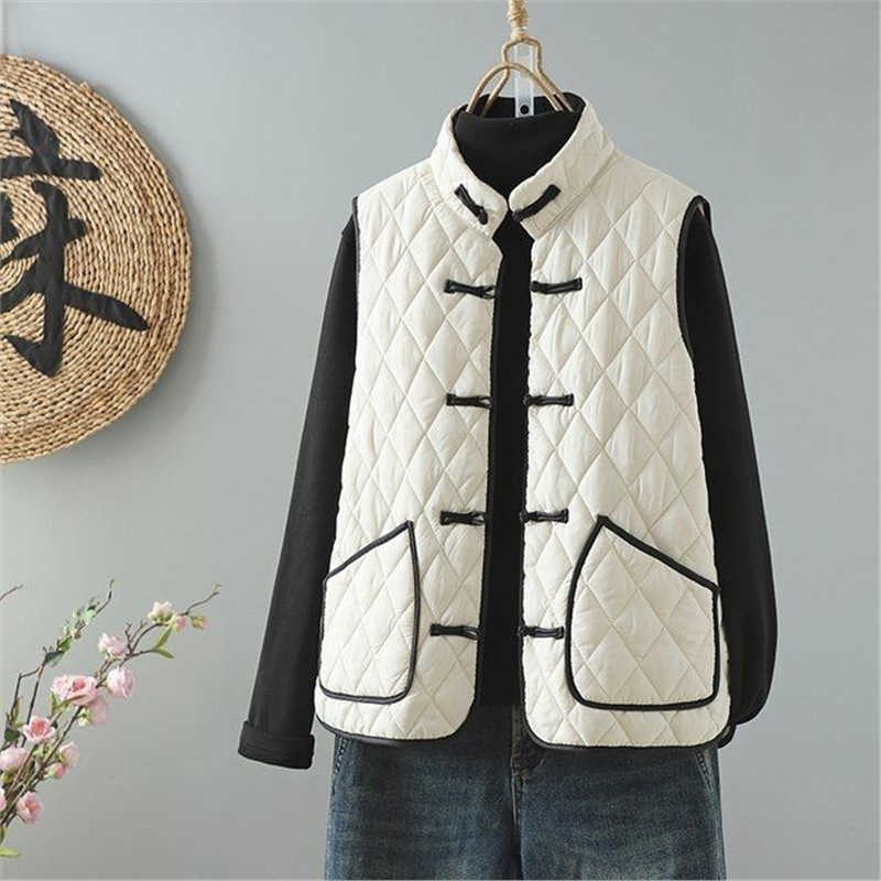 New Artistic Autumn Winter New Fashion Button Ethnic Sle Warm Down Cotton Vest Versatile Vest W250926