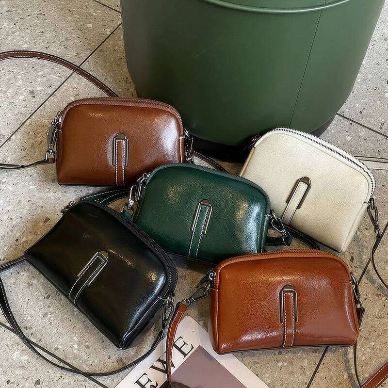 Women's Genuine Leather Cowhide Bucket Shoulder Bag Vintage Handbag Crossbody Designer Commuting Handbag MDNG2509