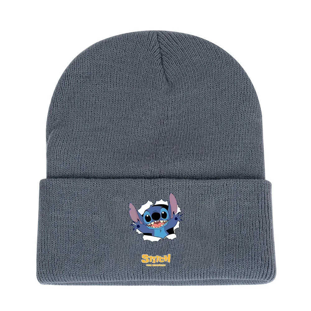 Disney New Warm Stitch Knitted Caps Anime Cartoon Stitch Kids Hat Winter Elastic Beanies Hat Birthday Gift H250926
