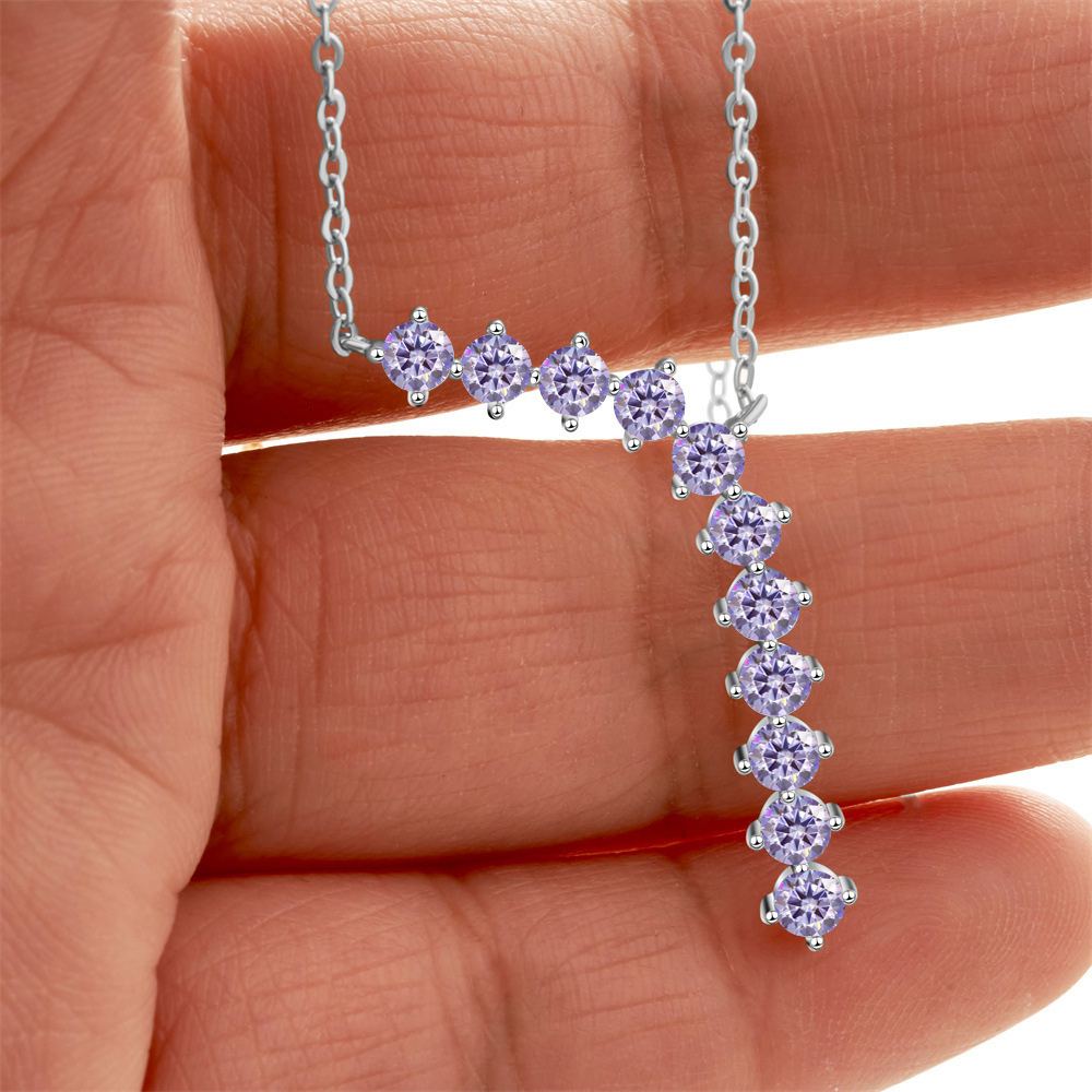 European and American Super Fairy Niche Design Moissanite Necklace Pendant for Women Ins Internet Celebrity 925 Sterling Silver Clavicle Chain Wholesa