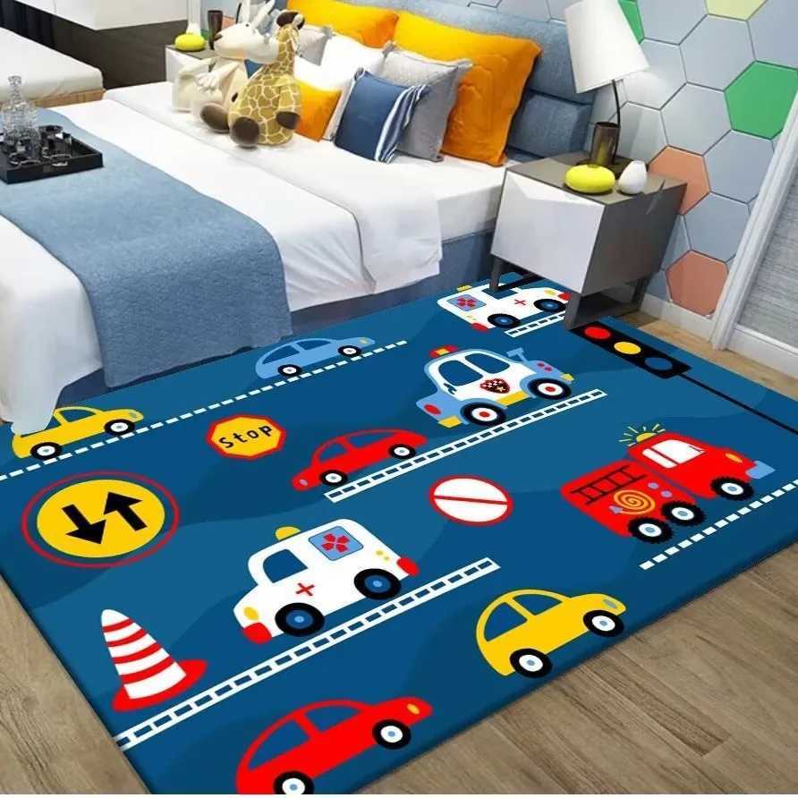VIKAMA Flannel Childrens Carpet Parking Lot Climbing Mat Game Traffic Mat Early Education Kindergarten Rug Home Decoration C250926