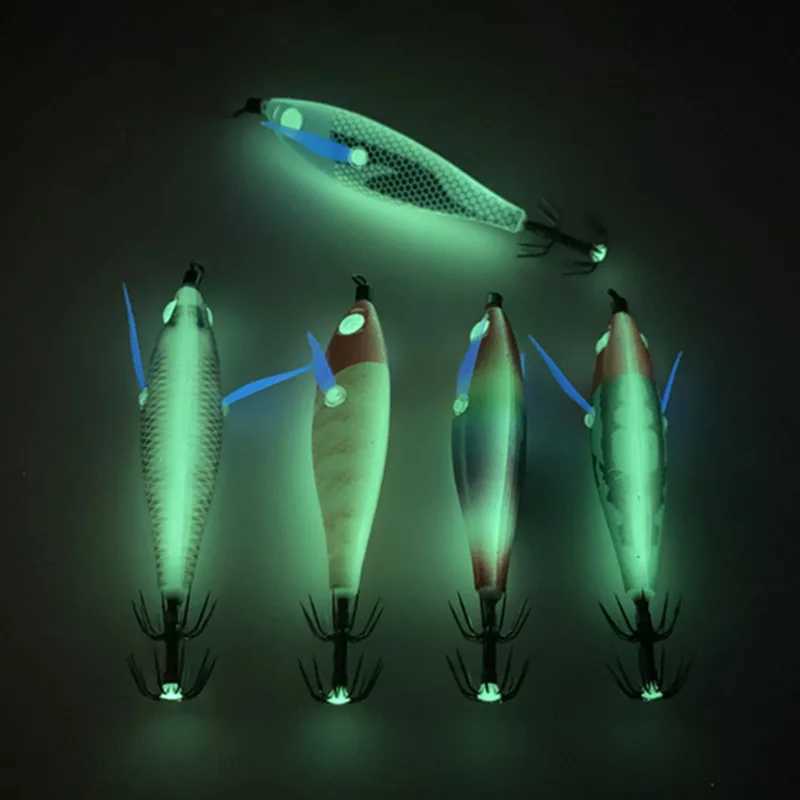 Fishing Squid Hook Luminous Webfoot Octopus egi Lure Wood Shrimp Squid Lure Cuttfish Shrimp Baits Wobbrs Swimbait W250926