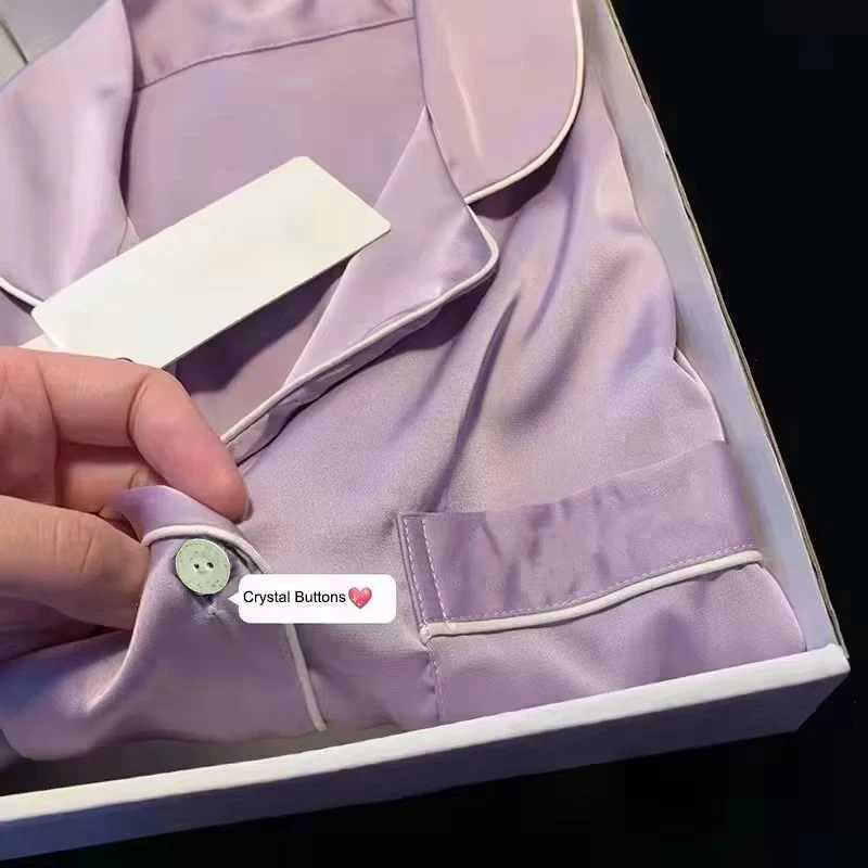 High Quality Ice Silk Light Luxury Pajamas Womens Pajama Spring and Autumn Style Long Sleeve Home Set Nightwear Sleepwear Z250925