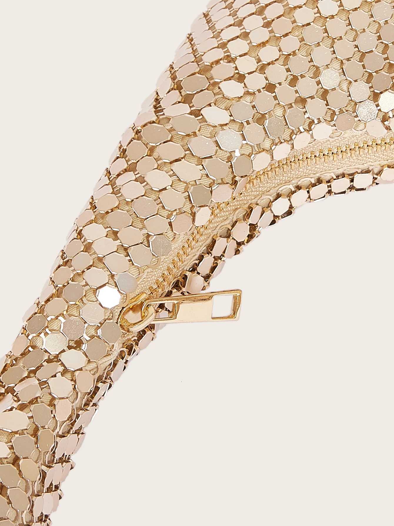 Womens Evening Bag Aluminum Sequin Armpit Bag with Zipper Lightweight Casual Handbag Party Sparkling Shoulder Mobile Phone Bag Z250926