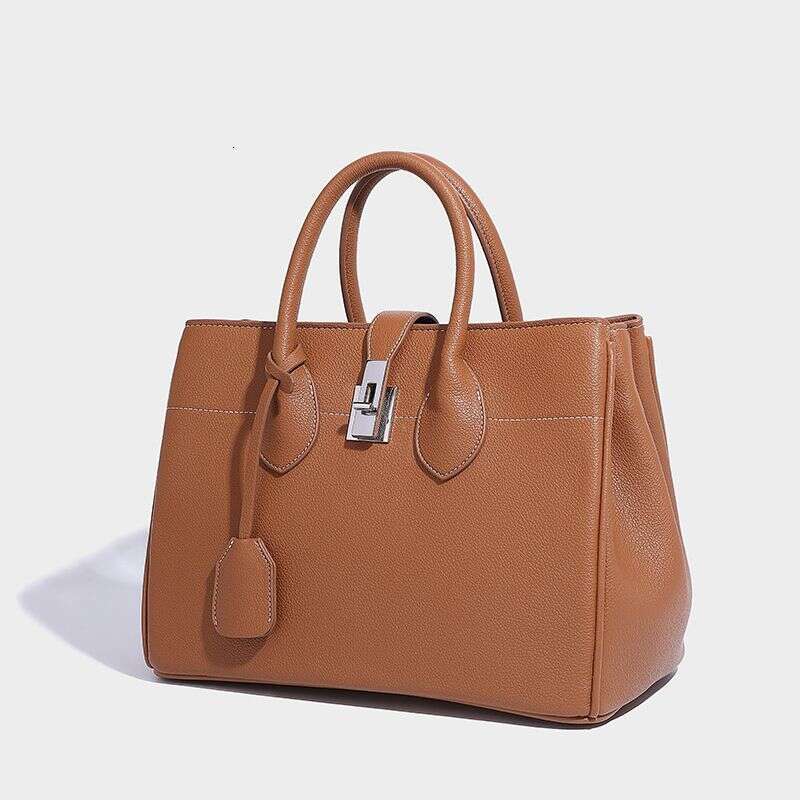 Vintage-Inspired Large Capacity Tote Bag Stylish Versatile Handbag With Lock Closure, Multiple Pockets, Perfect For Work, Travel & Everyday Use