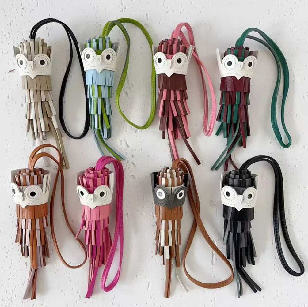 Luxurious 8 Colors Real Leather Lovely Owl Pendant Bag Charm Animal Hanging Decoration Ornament For Handbag Backpack Car Purse Key Chain D250926