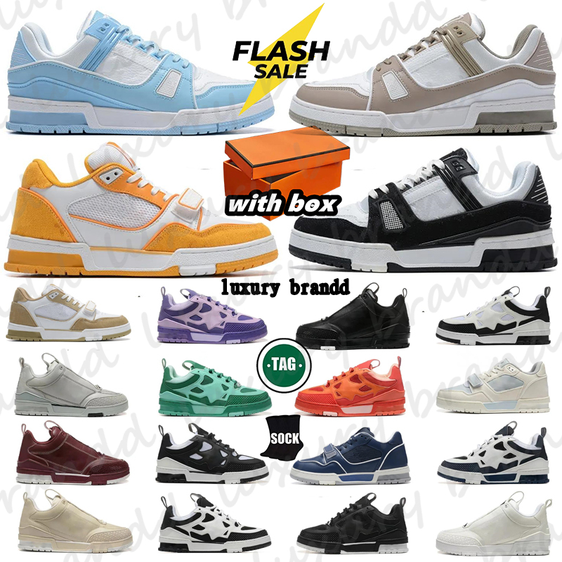 designer shoes Virgil Skate Sneakers Men Womens Dress Shoes Embossed Skates Flower Calfskin Leather Denim Luxury Letter Dermis Low Platform Mens Trainers