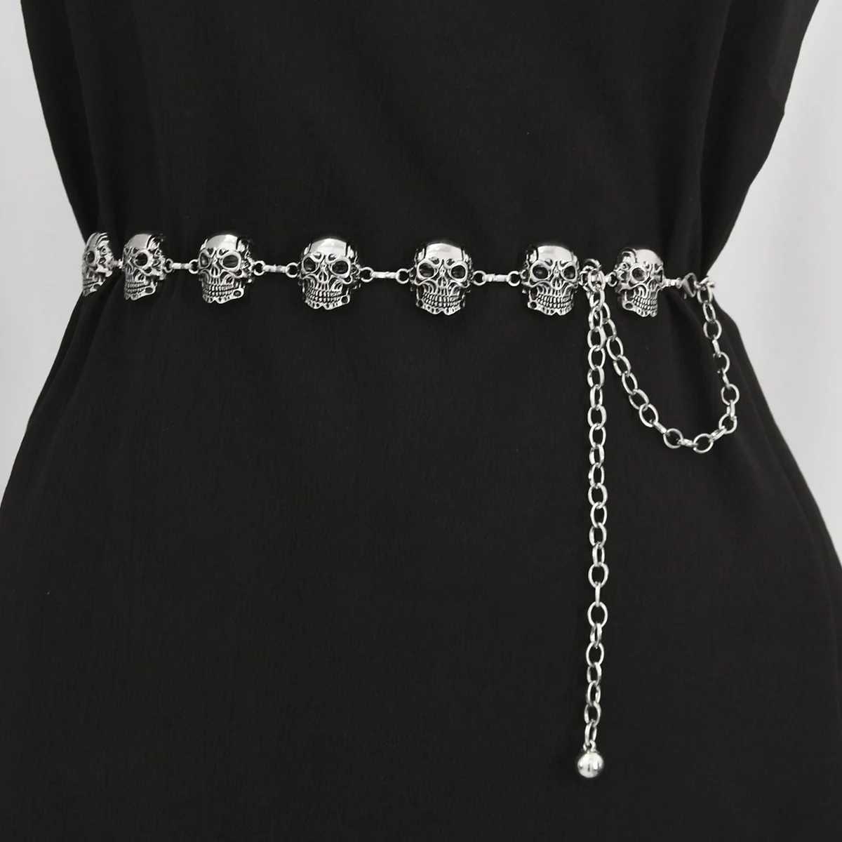 Fashionable metal skull waist chain womens decoration with skirt suit belt versatile sweater chain waist seal dark style L250926
