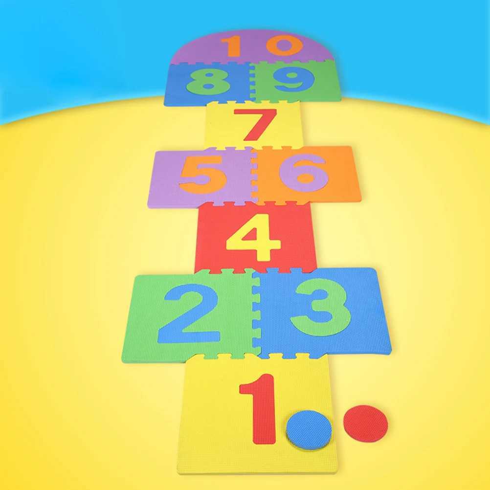 ZK20 Children Giant Hopscotch Mat Game Kids Soft EVA Foam Interlocking Tiles Indoor Outdoor Garden Family Game Toys C250926