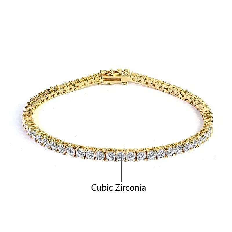 2025 Luxury 18K Gold Plated 3mm4mm Full Diamond Tennis Bracelet Gold Silver Plated Unisex Statement Jewelry for Wedding Party