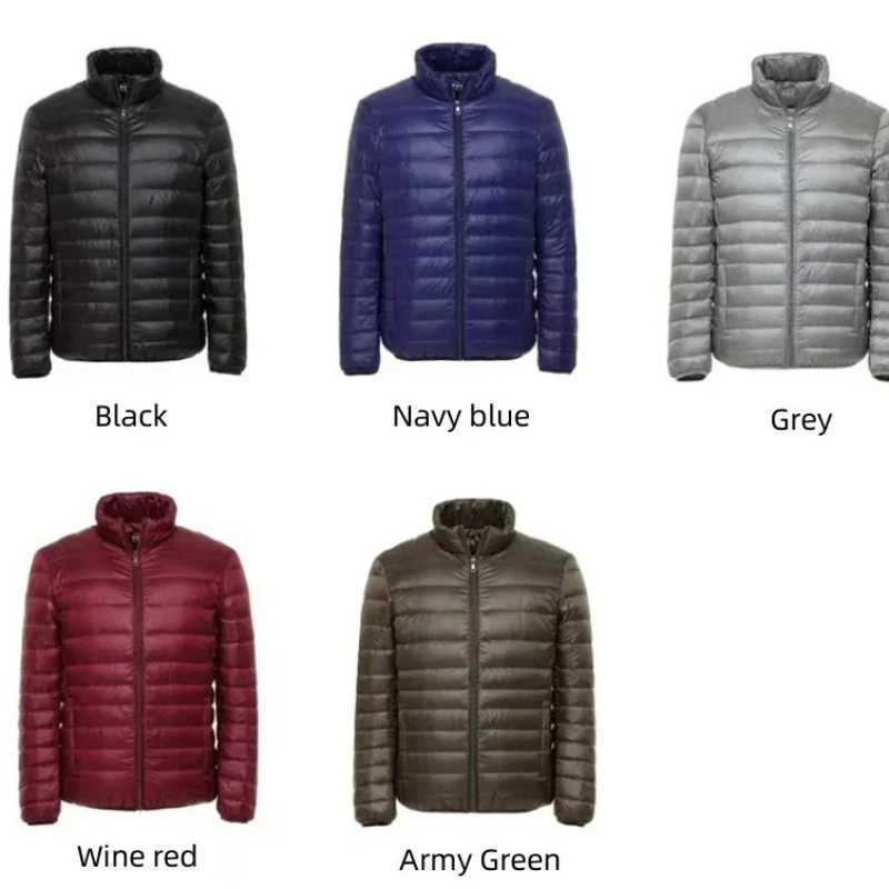 Autumn and Winter New 2025 Mens Lightweight Down Jacket Stand Collar Plus Size Youth Ultrathin Portable Down Short Coat W250926