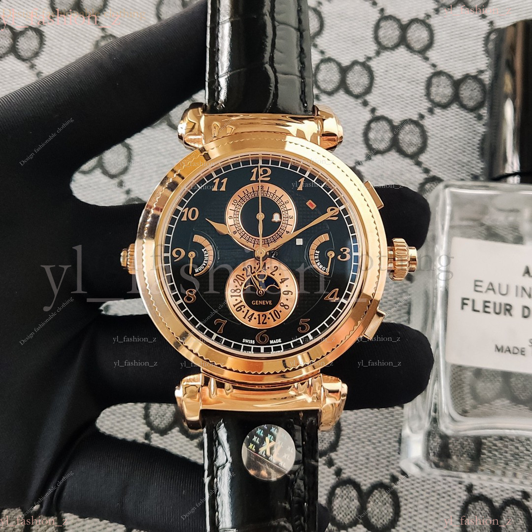 New luxury brand with one watch and two sides, imported dual movements with new craftsmanship, high-end watch, stainless steel craftsmanship, leather strap 049