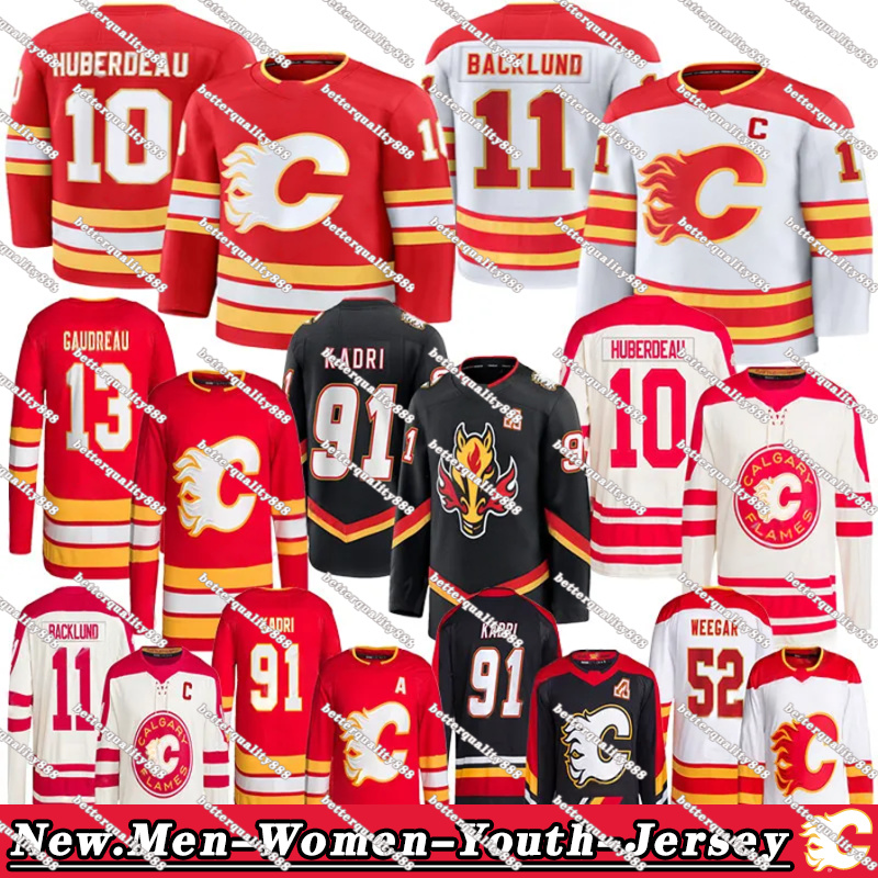 #10 Jonathan Huberdeau calgary hockey jersey flamess jersey #91 Nazem Kadri Dustin Wolf Cooley Mikael Backlund MacKenzie Weegar Jarome Iginla Johnny Gaudreau jersey