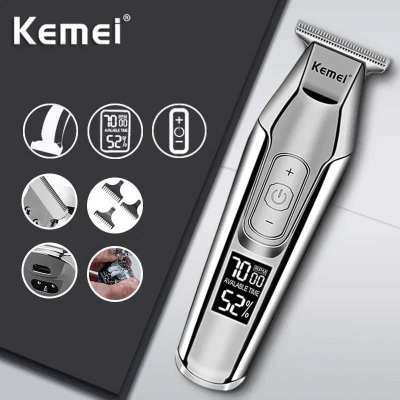 Kemei Professional Hair Trimmer Machine Cordless Hair Cutting Machine LCD Display Hair Clipper USB Mens Haircut Machine R250926