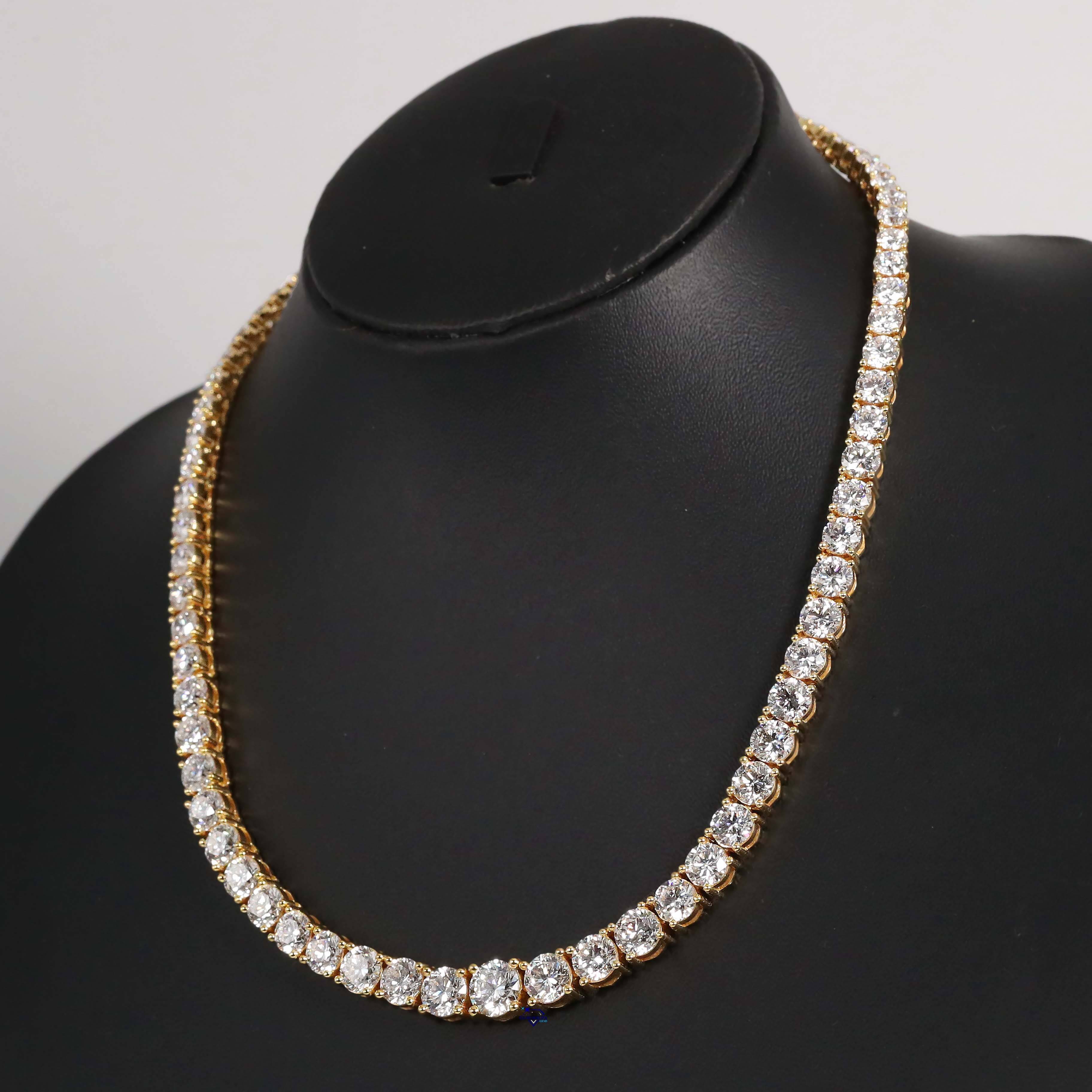 14kt Yellow Gold Tennis Necklace for Women VVS Clarity Diamond with Moissanite for Wedding Engagement or Gift