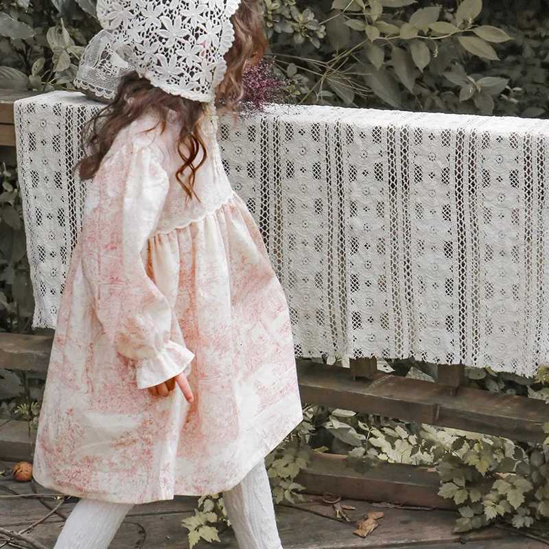 Autumn Infant Baby Girl Dress Ins Korean Bubble Sleeve Roundneck Toddler Kids Girls Dress Watercolor Painting 28Y Girls Dress Z250926