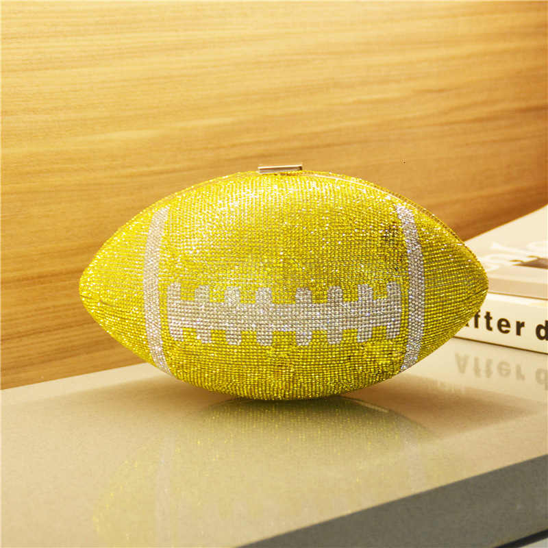 Diamond Luxury Banquet Bag 2024 Creative Football Shape Shiny Dinner Purse Euro-American Rhinestone Evening Bag Bling Clutch Bag