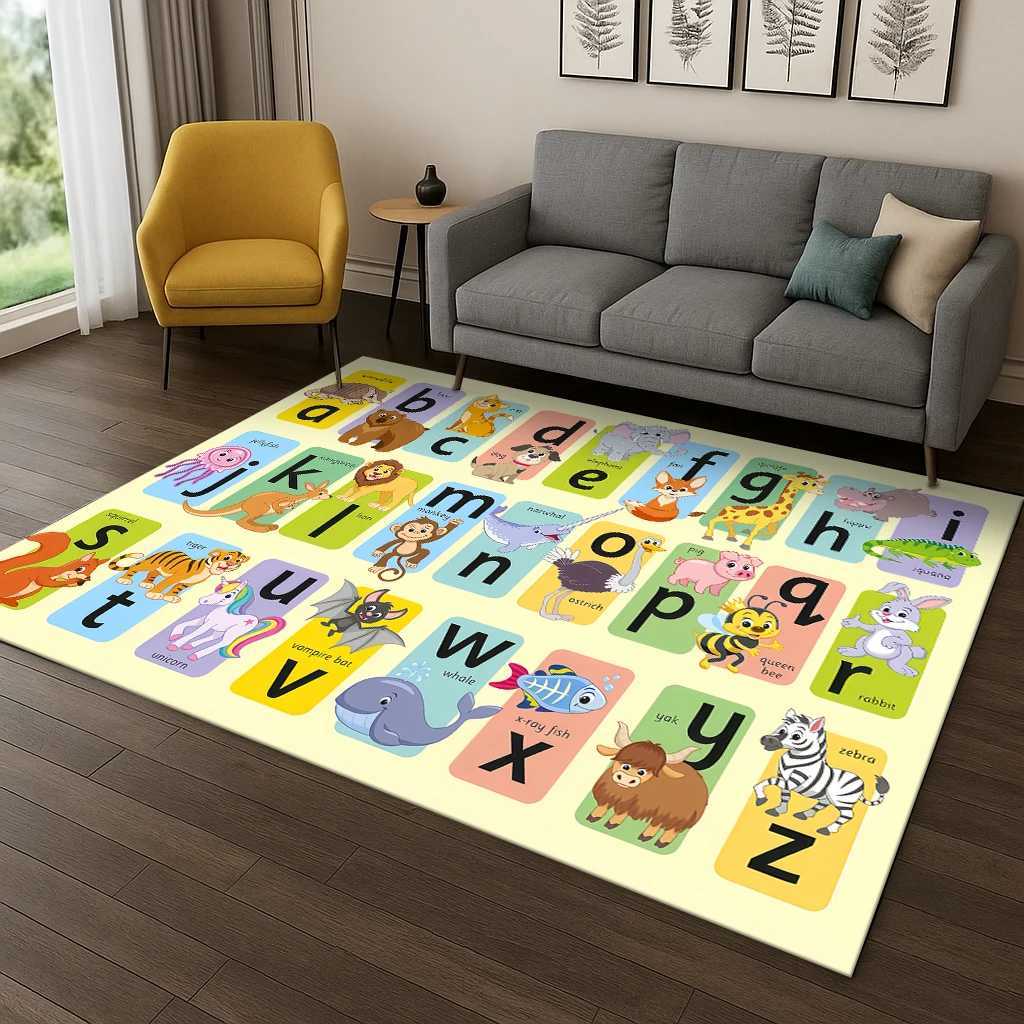 Childhood Early Education Letter Cartoon Game Carpet Rug for Living Room Sofa Home Bedroom Doormat DecorPlayroom Nonslip Mat C250926