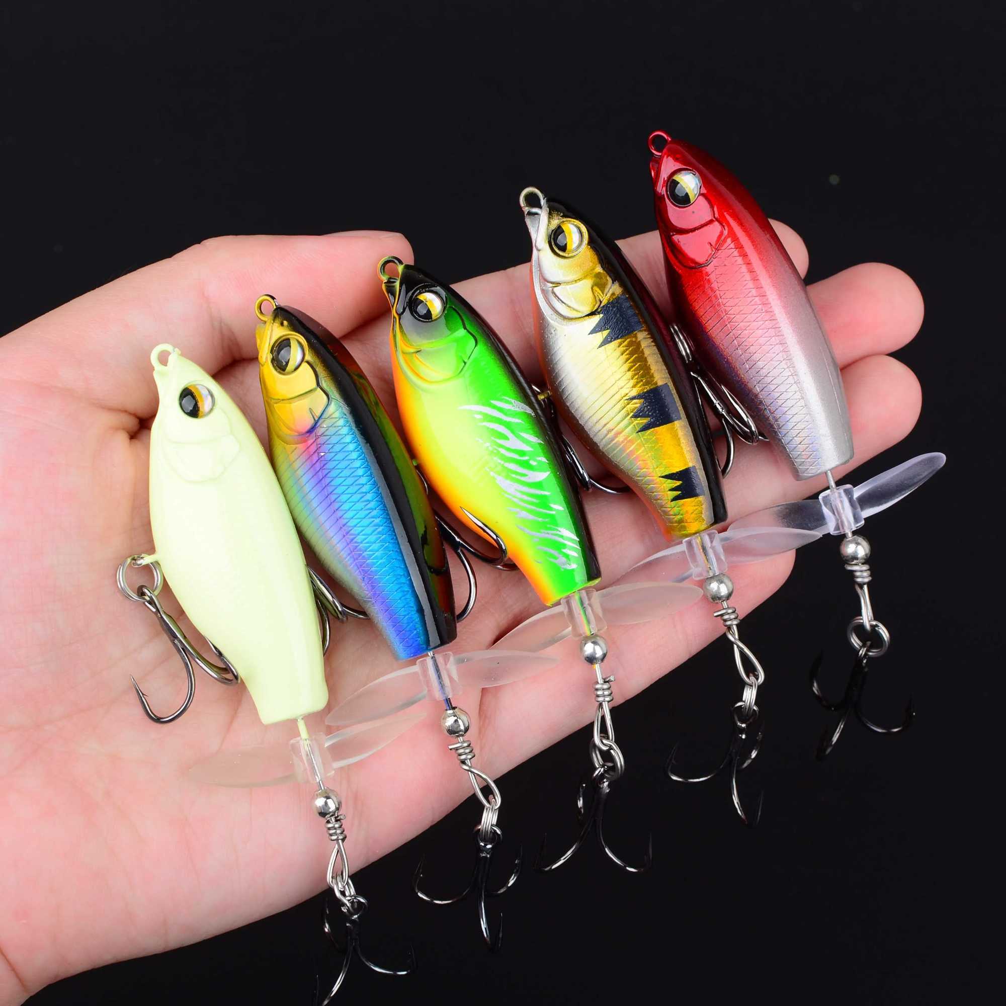 5Pcs Quality Whopper Plopper Wobbrs Topwater Popper Fishing Lure Hard Bait Rotating Tail Fishing Tack W250926