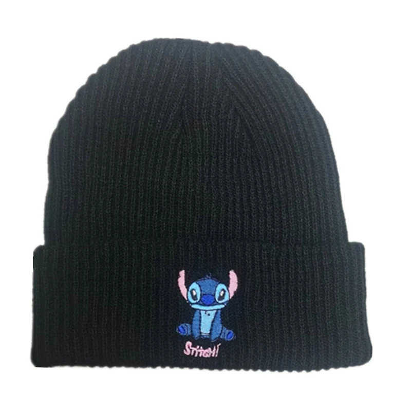 Disney Autumn Winter Adult Embroidery Knitting Hats Boys Girls Cartoon Anime Stitch Print Caps Kids Men Women Keep Warm Windproof Hat H250926