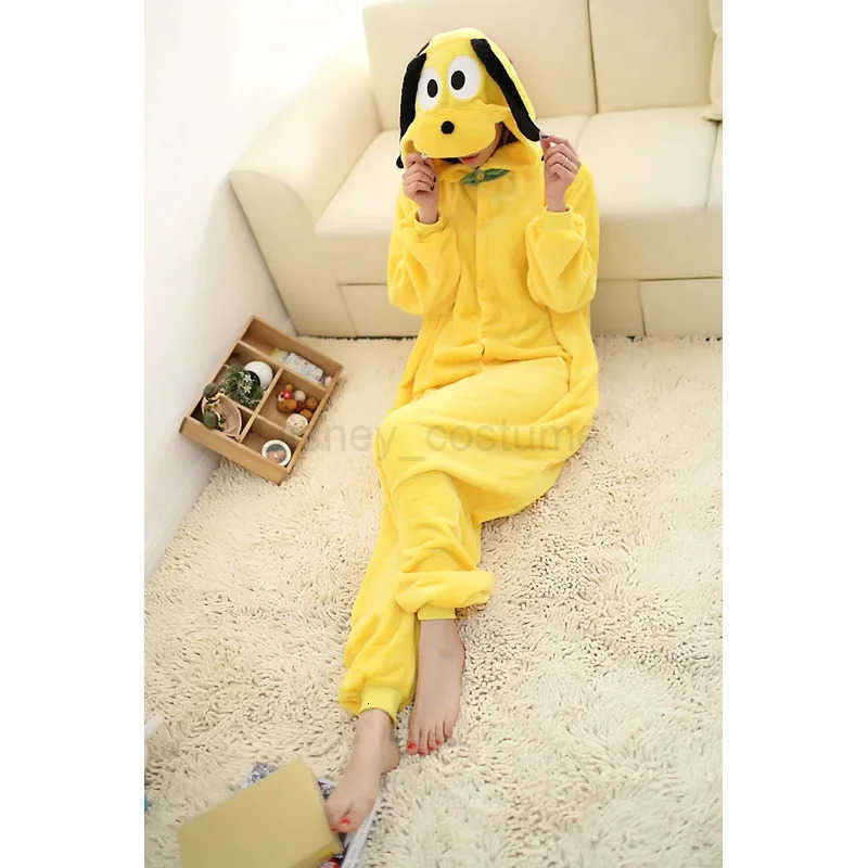 Disney Pluto Cosplay Costume Onesie Kigurumi Kids Adult Zipper Cartoon Dog Pajamas Christmas Halloween Gift Soft Homewear Pyjama H250926