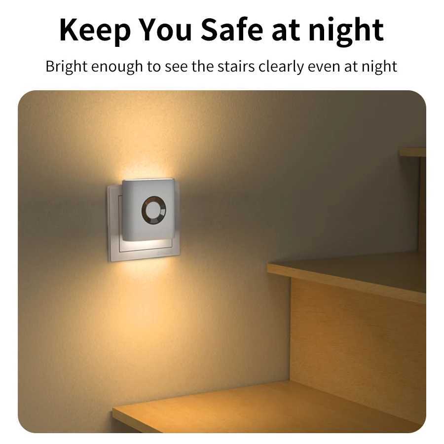LED Night Light with EU Socket Motion Sensor Warm White Ambient Wall Lamp for Bedroom Staircase Toilet Corridor Bathroom Use C250925