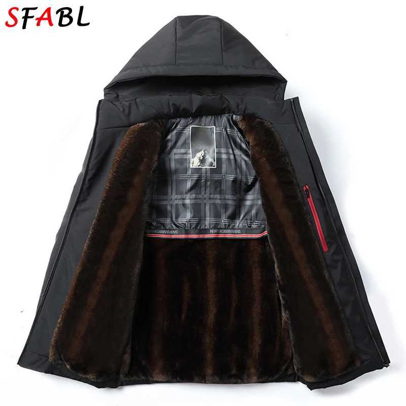 Windproof Warm Parka Men New Hooded Fleece Lining Mens Winter Jacket Coat Winter Jackets for Mens Winter Coats Windbreak Black W250926