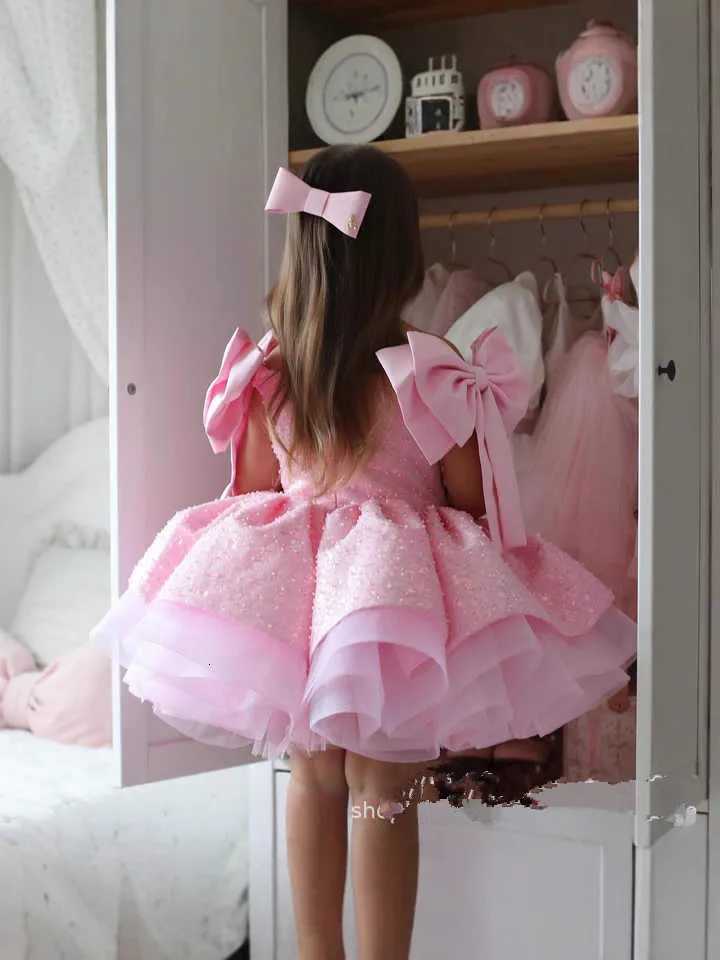 Light Luxury Girls Pink Princess Ball Gown Children Cute Bow Design Birthday Wedding Party Dress y1663 Z250926