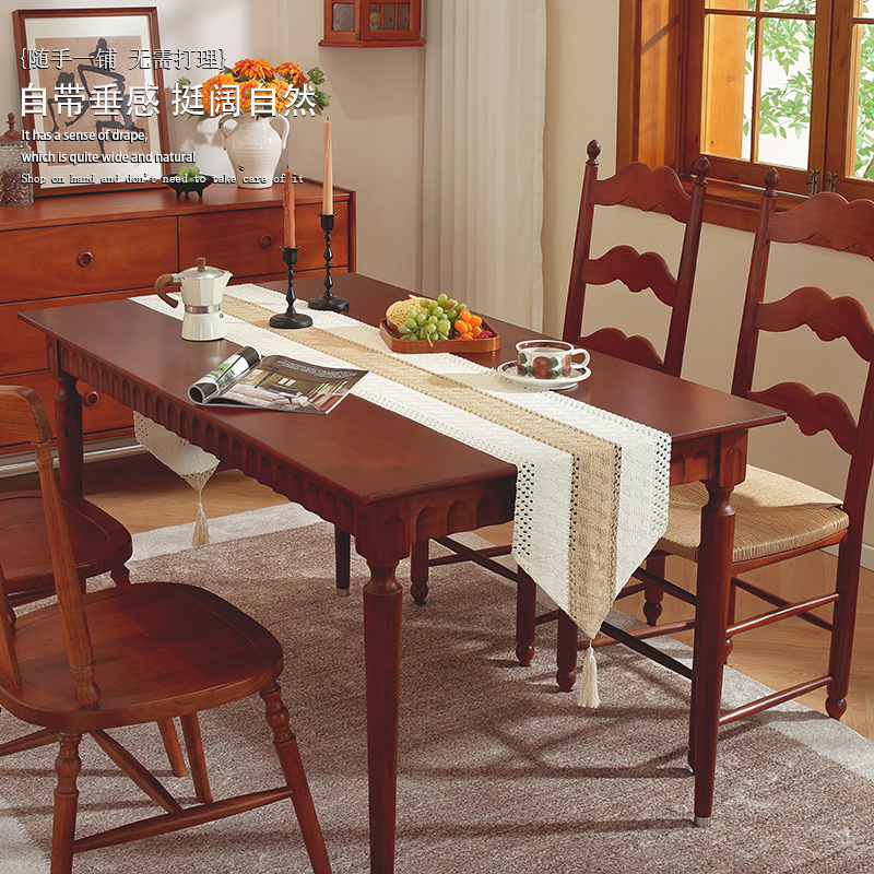 Table runner stitching tassel simple style holiday table decoration long cover cloth TCN501